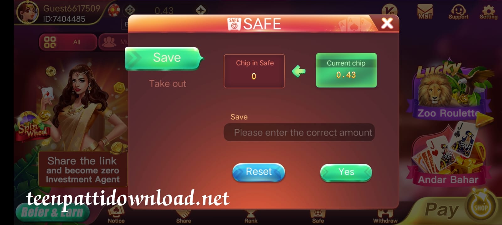 Teen Patti Yes App Safe Button Program
