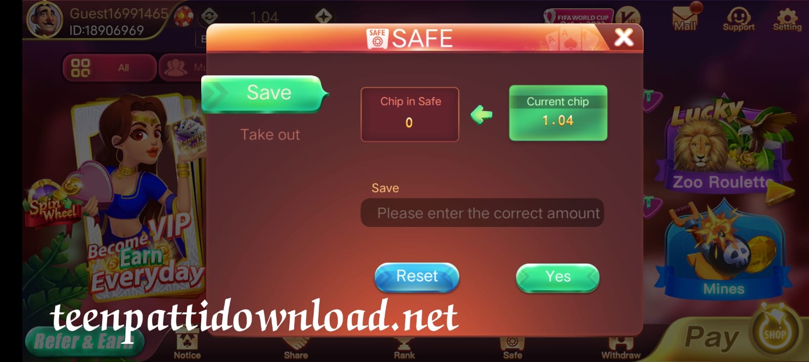 Safe Button Program In Rummy Golds Apk