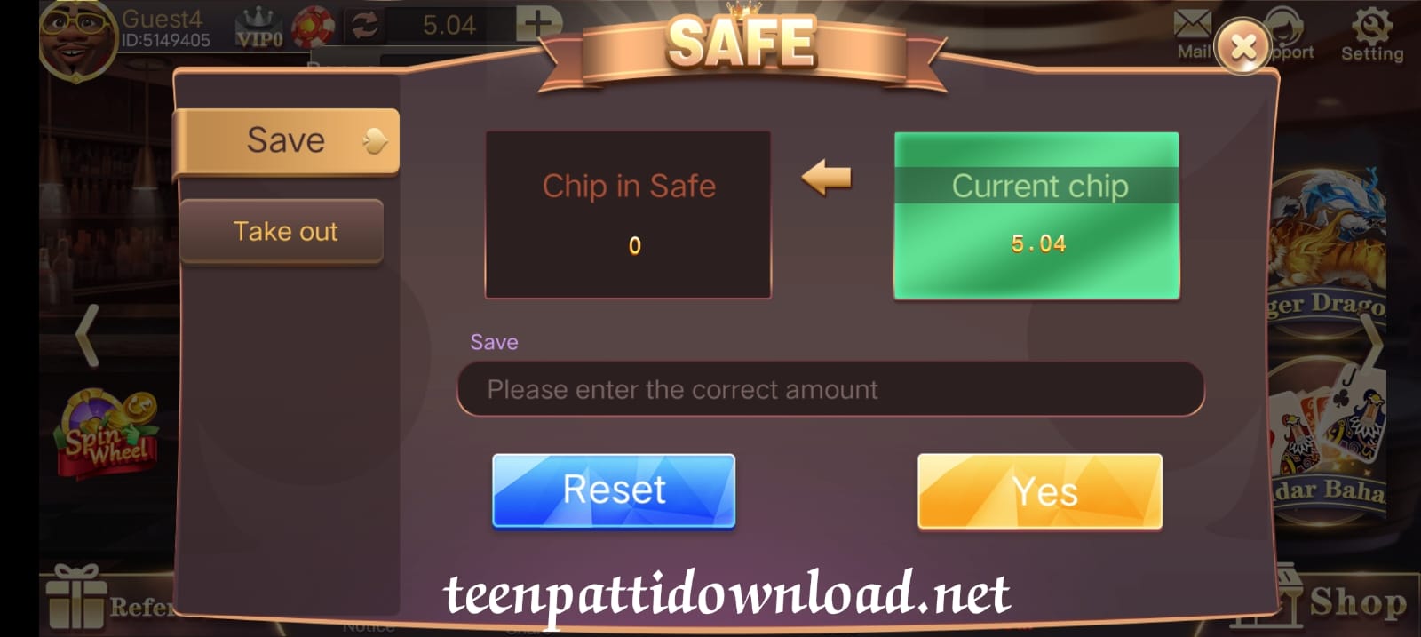 Safe Button Program In 3 Patti Fun App