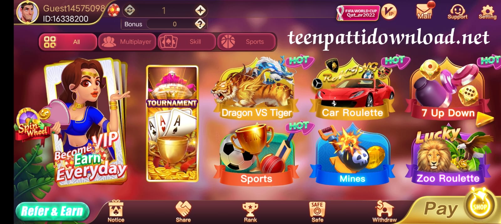 Available Game’s In Rummy Wealth Apk 