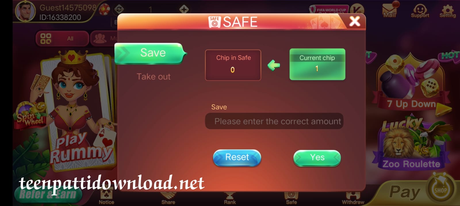 Safe Button Program In Rummy Wealth App 