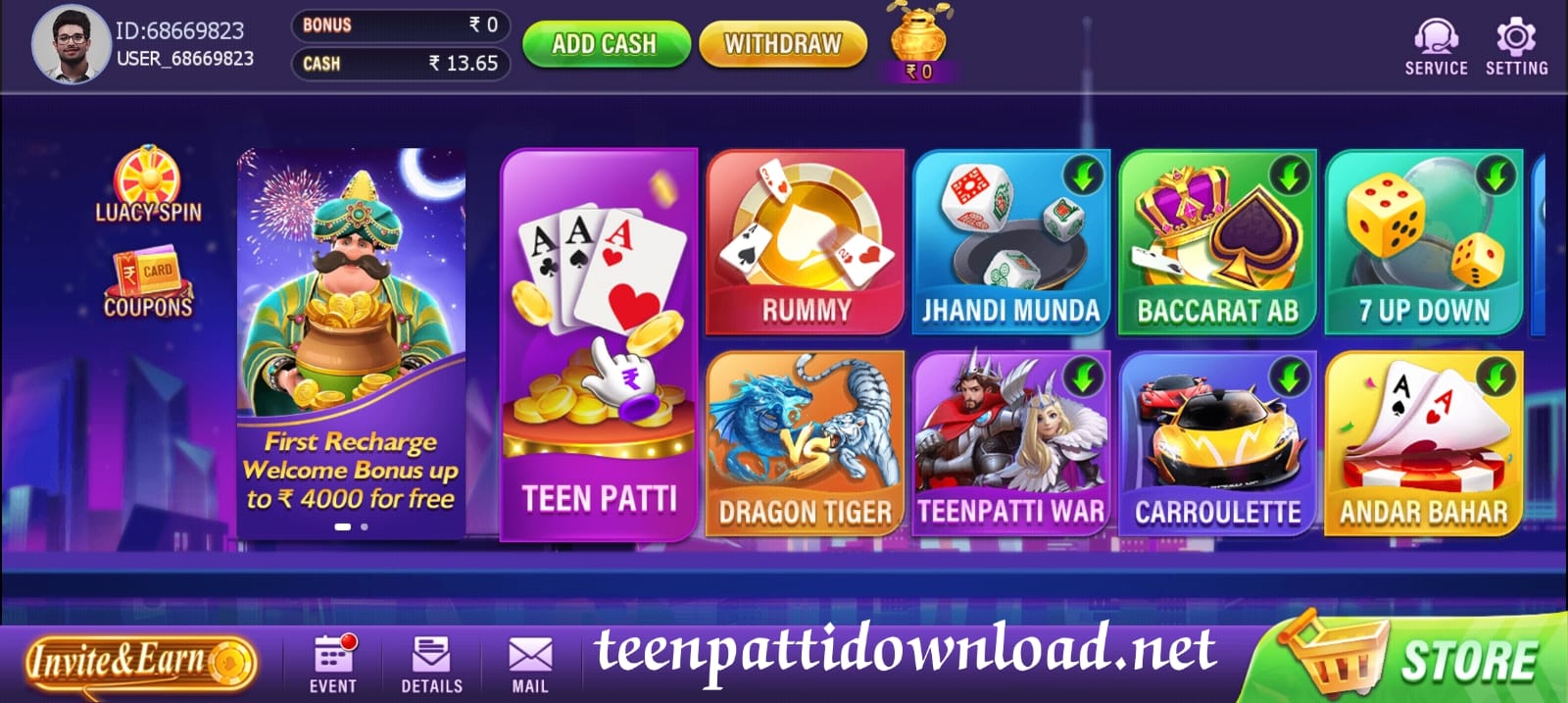 Available All Games In Teen Patti Diya App